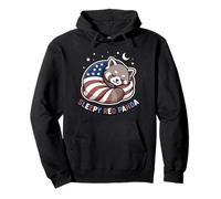 Starry Paws 4th July Patriotic Sleepy Red Panda Flag USA Pullover Hoodie