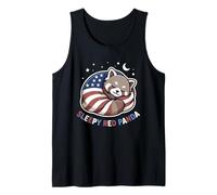 Starry Paws 4th July Patriotic Sleepy Red Panda Flag USA Tank Top