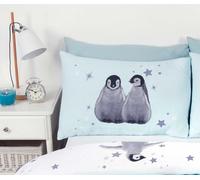 Starry Penguins Reversible Duvet Cover Bedding Set Single Double King Ice Blue