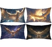 Starry Phoenix Pillow Covers 16x32 Inch Set of 4, Lumbar Cushion Covers, Modern Print Velvet Decorative Rectangle Throw Pillow Cover Outdoor Farmhouse Pillowcases for Home Couch Sofa Bed Decor i-873