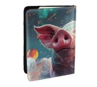 Starry Pink Pig Printed Passport Holder,Travel Pu Leather Passport Cover Case Organiser for Men Women,6.5 Inch
