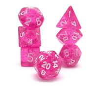 Starry Pink Roses Polyset Dice | Dungeons and Dragons | Polyhedral & RPG Dice | D&D Dice