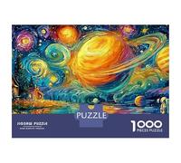 Starry Planet Landscape 1000 Pieces Sturdy Cardboard Cosmic Landscape Puzzle Ultra Difficult Travel Compact Gift for Puzzle Collectors 38x26cm/1000pcs