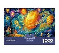 Starry Planet Landscape Impossible Hard Difficult Challenging 1000 Piece Puzzle - Planets (cosmic Sky Village) for Adults Decompression Great Gift Idea52x38cm/1000pcs