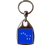 Starry Plough Royal Blue Ireland Luxury Double Sided Square Metal Keyring And Gift Bag