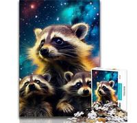 Starry Raccoon 1000 Pieces Jigsaw Puzzle for Adults& Teens,Game Toys Every Piece Is Unique - Challenging Family Fun Game (38x26cm)