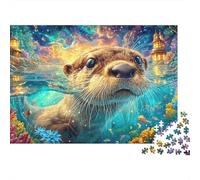 Starry River with An Otter 1000-Piece Jigsaw Puzzle Adorable Otter Brainteasing Challenge for Adults & Kids 70x50cm/1000pcs