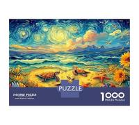 Starry Sea Turtles 1000 Piece Jigsaw Puzzles Sunflowers Under Starry Sky Adults Aged 12 And Above Educational Game Beautiful Decoration Difficult Challenging Birthday Gifts 52x38cm/1000pcs