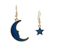 Starry Series Planet Moon Stars Shape Long Pendant Earrings, Style 4 Convenient Handled