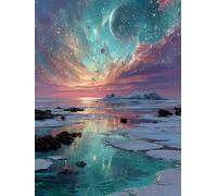 Starry Sky 5D Diamond Art, Planet Diamond Art Kits Adults, DIY Square Full Drill Crystal Gem Kits for Beginners, 5D Cross Stitch Embroidery Crafts Pictures for Adults, for Wall Decor, 12x16in 8-6651