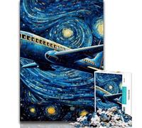 Starry Sky Aircraft 1000 Piece Jigsaw Puzzles for Adults Gifts,Help The Brain Exercise Addictive Toys to Cultivate Patience Suitable for Couples (38x26cm)