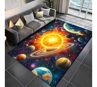 Starry Sky Area Rug, 100x150cm Solar System Outer Space Planet Print Non-Slip Washable Rugs, Colorful Galaxy Large-Area Carpet, Bedroom and Living Room Decoration, Indoor Rugs, Washable Non-Slip