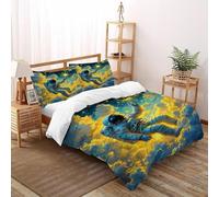 Starry Sky Astronaut Bedding Set 3D Design Starry Sky Themes Duvet Cover Set Chic Breathable Quilt Cover Suitable for Family, Couple, Children with Pillow Double（200x200cm）