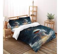 Starry Sky Astronaut Bedding Set Theme Bedspread Starry Sky Themes Duvet Cover Set Chic Breathable Comforter Cover for Boys&Girls with Pillowcase Super King（260x220cm）