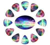 Starry Sky Aurora Borealis Guitar Picks Bass Picks for Acoustic Electric Guitar Ukulele Thin Medium Heavy 12 Pack Multi-color with Case