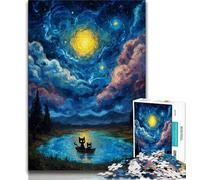 Starry Sky Black Cat Jigsaw Puzzles for Teenagers 1000 Jigsaws,Educational Games Wall Decoration Unique Birthday And Xmas Gifts (38x26cm)