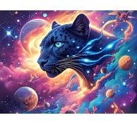 Starry Sky Black Panther 1000 Piece Complete Jigsaw Puzzle Set Animal Pet Teens Beginners Educational Challenge Puzzle Fans Group Play Anniversary Fathers Thick Cardboard 1000 PCS/75x50cm