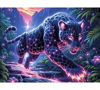 Starry Sky Black Panther 300-piece Jigsaw Puzzle Bundle Animal Pet Family Puzzle Lovers Brain Training Mindful Activity Spring Rigid Cardboard 300 PCS/40x28cm