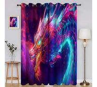 Starry Sky Blackout Curtains for Bedroom Dragon 3D Print Pattern Eyelet Thermal Insulated Bedroom Curtains for Boys Girls 2 x 46W x 54H inH211