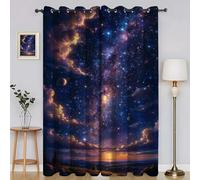 Starry Sky Blackout Curtains Milky Way Window Treatments, Eyelet Curtain, Thermal Insulated Super Soft Microfiber Curtains & Drapes 66x54 Inch 2 PanelsH1908