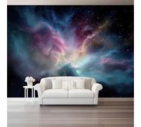 Starry Sky Blue Nebula Stars Photo Wallpaper Mural - Non-Woven Premium Wall Covering, Large 3D Art Poster Decoration For Living Room Bedroom Office Home Decor 300 X 210 Cm