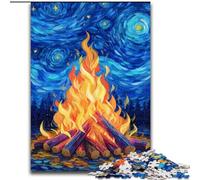 Starry Sky Bonfire 1000 Pieces Jigsaw Puzzle for Adults& Teens, Learning Educational Toys Family Games with Matching Poster And Trivia Sheet (size 50x75cm)