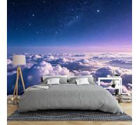 Starry Sky Cloud Wall Mural Wallpaper 100 × 70 cm 3D Panoramic Non Woven Galaxy Night Sky Photo Wallpaper Purple Dreamy Milky Way Cloudscape Wall Decor for Bedroom Teen Room Purple Starry Sky 100