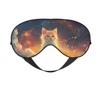 Starry Sky Constellation Cat Sleep Mask, Eye Masks for Sleep Double-Sided, Sleep Masks for Women Men, Blackout Eye Covers for Sleeping, Travel