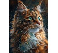 Starry Sky Diamond Art, 5D DIY Diamond Painting Kits Cat, Full Drill Crystal Art Painting Kits for Adults Beginners, DIY Cross Stitch Embroidery Crafts Pictures, Home Wall Decor, Gifts, 50x70cm X-9773