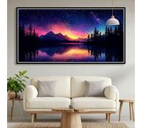 Starry Sky Diamond Art Kits Adults, 5D Landscape Diamond Painting Kits for Adults Beginners, DIY Full Drill Gem Art Mosaic Kit, Square Crystal Embroidery Cross Stitch for Room Decor 100x200cm B0-668
