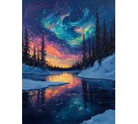Starry Sky Diamond Art Kits Adults, Aurora 5D Diamond Painting for Beginners, DIY Cross Stitch Kits for Adults, Full Drill Rhinestone Gem Art Crafts, Room Decor and Wall Decor Gifts 40x50cm 0-8741