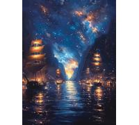 Starry Sky Diamond Art Kits Adults, River 5D Diamond Painting for Beginners, DIY Cross Stitch Kits for Adults, Full Drill Rhinestone Gem Art Crafts, Room Decor and Wall Decor Gifts 28x38in W-4233