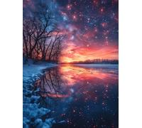 Starry Sky Diamond Art Kits Adults, Snow Scene Diamond Painting, Crystal Art Kits for Adults, DIY Round Full Drill Embroidery Cross Stitch Canvas Painting Crafts Pictures, Home Decor, 40x50cm I-1478