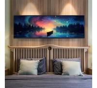 Starry Sky Diamond Art Kits for Adults, 15.7x39.3 Inch/40x100 cm Large Dimond Picture Art for Wall Decor, Lake Diamond Painting Kit for Kids, DIY 5D Diamond Painting Cross Stitch for Home Decor