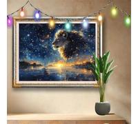 Starry Sky Diamond Art Kits for Adults,5D Full Drill DIY Diamond Painting Lion,Crystal Rhinestone Embroidery Arts Crafts,Diamond Art for Home Wall Decor,Painting by Numbers Kit (120x90cm) 58F-4398