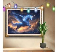 Starry Sky Diamond Art Kits for Adults,5D Full Drill DIY Diamond Painting White Unicorn,Rhinestone Embroidery Arts Crafts,Diamond Art for Home Wall Decor,Painting by Numbers Kit 160x120cm 58F-4340