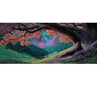 Starry Sky Diamond Art, Landscape 5D Diamond Painting Kits, 5D Full Drill Crystal Art Kits for Adults, Cross Stitch Embroidery Crafts Pictures, DIY Adult Crafts, Gifts, Spring Decor, 44x20in A-7013