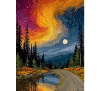 Starry Sky Diamond Art Moon Diamond Painting Kits for Adults 5D DIY Full Square Drill Cross Stitch Kits for Adults Arts and Crafts for Bedroom Decor, Room Decor, Gifts for Women 90x120cm -yym2507GF