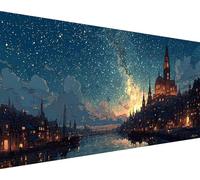Starry Sky Diamond Painting Architecture Diamond Art Kits Adults Beginners DIY 5D Round Drill Round Gem Crystal Art Rhinestone Embroidery Paintings Crafts Picture Kits, Home Wall Decor 70x140cm w0-y9