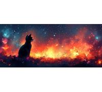 Starry Sky Diamond Pinting Cat Diamond Art Kits Adults, Crystal Gem Art 5D DIY Round Full Drill Crystal Rhinestone Embroidery Cross Stitch Hobbies for Adults Women, Home Decor 50x100 cm -hjw2604JR