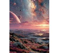 Starry Sky DIY Diamond Art, Diamond Painting for Home Wall Decor, Planet 5D Square Full Drill Crystal Art Kits for Adults, DIY Cross Stitch Embroidery Crafts Pictures, Gifts for Women, 16x20in 0-9451