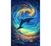 Starry Sky Dolphin 300 Piece Jigsaw Puzzles for Adults Colourful Fun Challenging & Brainteasing Educational Learning Gift Present for Children Boys Girls 300 Piece Puzzle for Adults