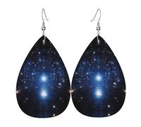 starry sky double-sided printed leather earrings int and shape of water drops, creative, light and novel, bright and vivid colors.