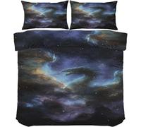 Starry Sky Duvet Cover Double, Dragon Bedding, Soft Cosy 3 Piece 110gsm Microfibre Quilt Cover and 2xPillow Case 50x75 cm with Zipper Closure for Bedroom W412