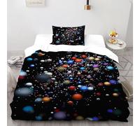 Starry Sky Duvet Cover Set Soft Microfiber Bedding Set Comforter Planet Quilt Cover Set with Zipper Closure and 2 Pillow Shams for Boys girl Teens Room Decor 135x200cm b.2587