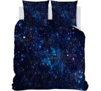 Starry Sky Duvet Cover Sets Dark Blue Super King Bedding Set with Zipper Closure, Soft Microfiber Quilt Cover with 2 Pillowcases 50x75cm QD1128