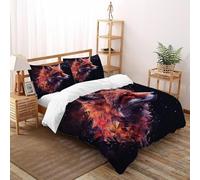 Starry Sky Fox Bedding Set Theme Bedspread Animal Themes Wildlife Duvet Cover Set Microfiber Comforter Cover Universal for All Seasons with Pillow Super King（260x220cm）