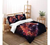 Starry Sky Fox Bedding Set Theme Bedspread Animal Themes Wildlife Duvet Cover Set Microfiber Comforter Cover Suitable for Family,couple,children with Pillow Double（200x200cm）