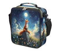Starry Sky Fox Daisy Kids Lunch Bag for Boys Girls, Reusable Insulated Leakproof Lunch Box with Shoulder Strap, Toddler Cooler Tote for School Picnic Travel Beach Hiking Fishing
