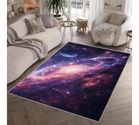 Starry Sky Galaxy Non Slip Small Rug 50x80 cm 3D Planet Earth Washable Flannel Rug Breathable Bedside Floor Mat for Bedroom Entryway Q-49